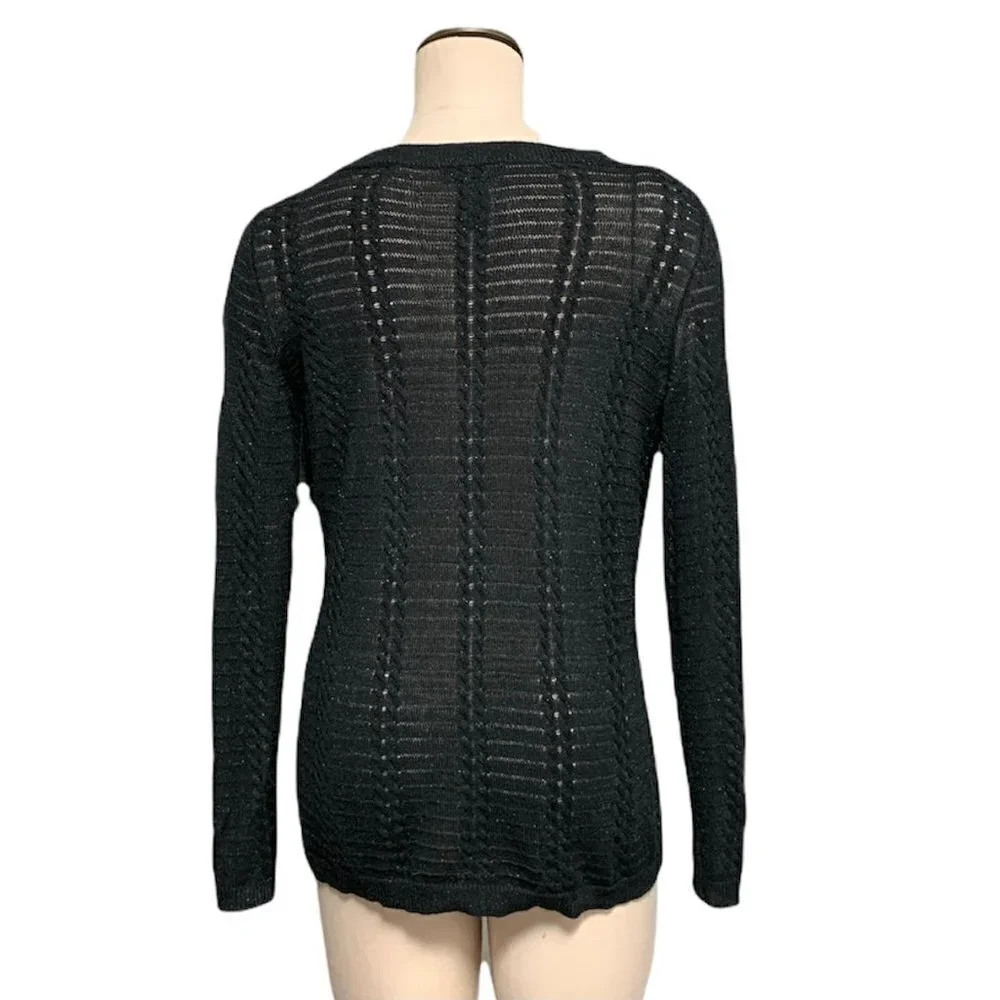 New York & Company V-Neck Sweater Sz M Black #208E‎